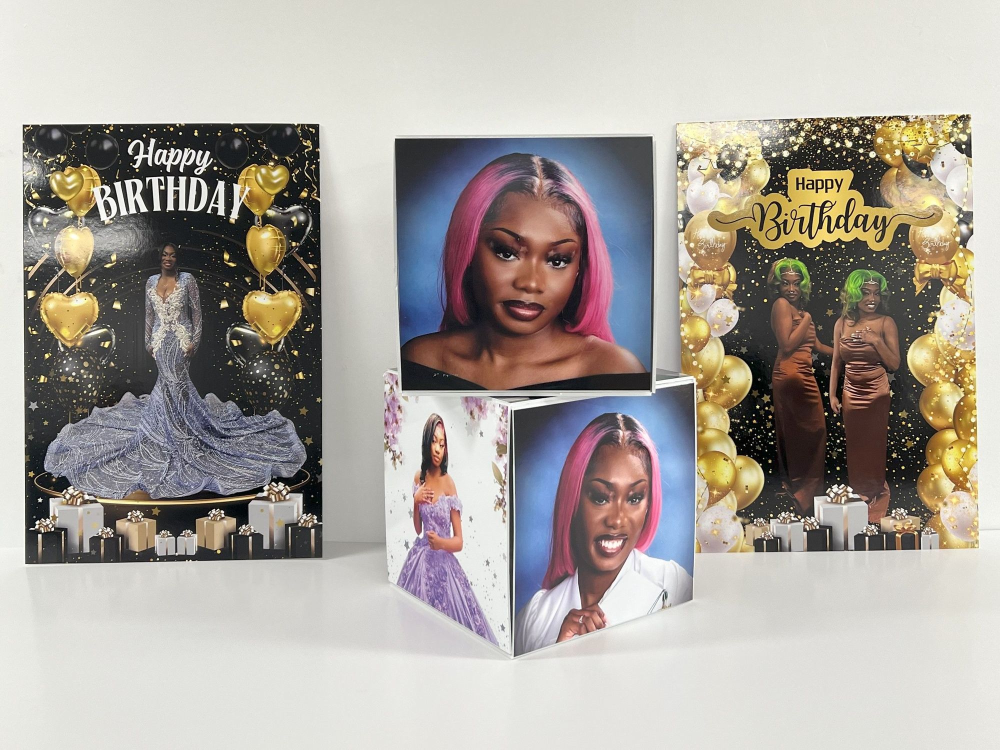 Birthday party balloons and custom signage