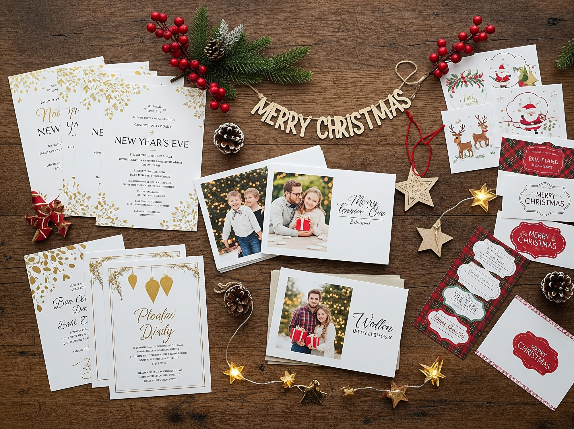 Holiday greeting cards and seasonal gift tags