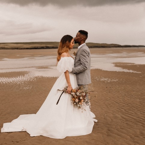 Elegant wedding invitation suite with floral accents