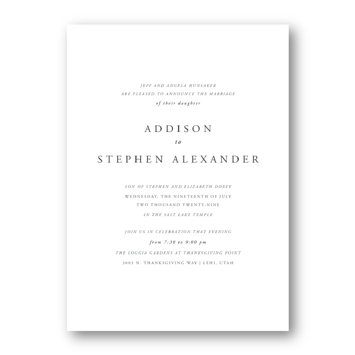 Classic and traditional wedding invitations