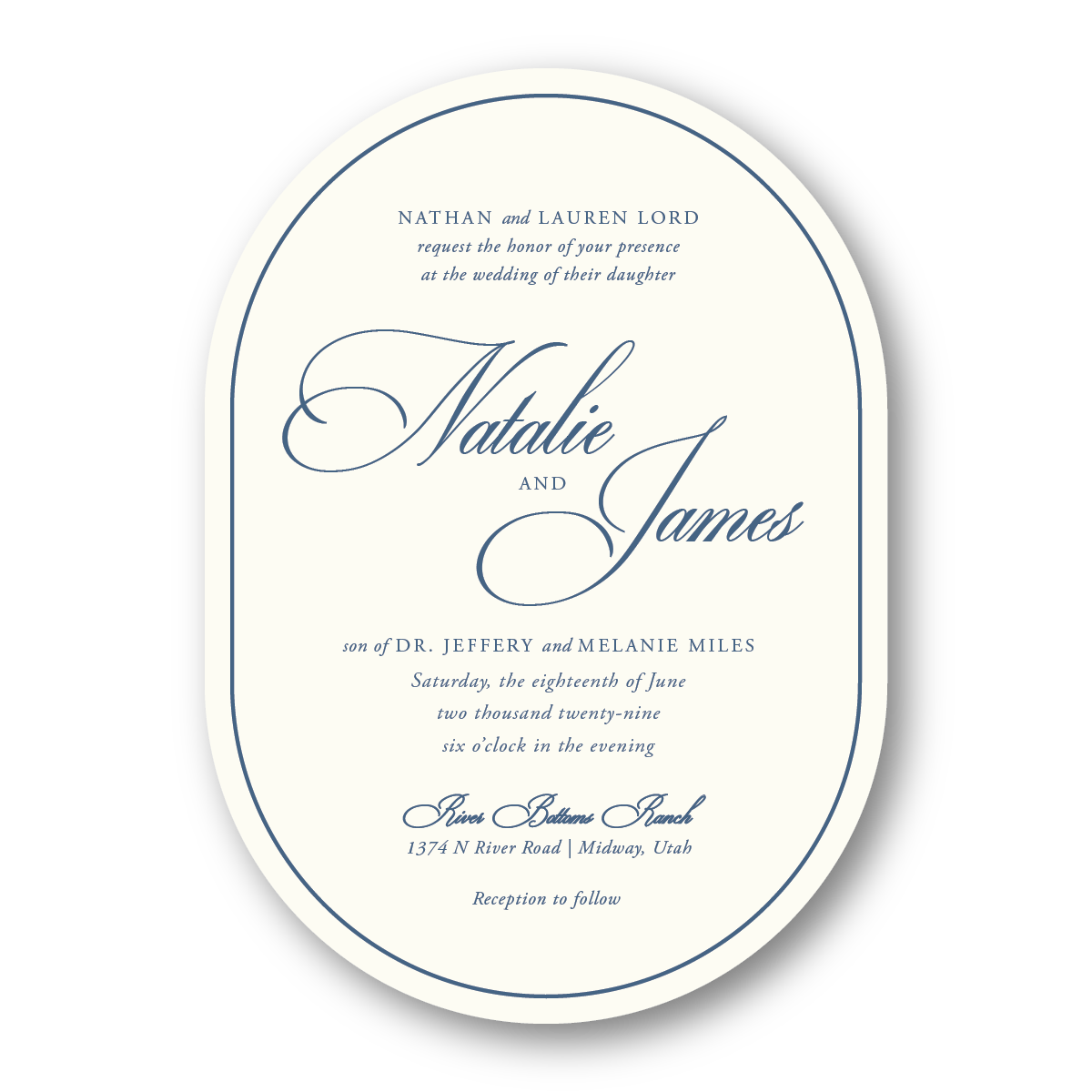 Die-cut custom shape wedding invitations