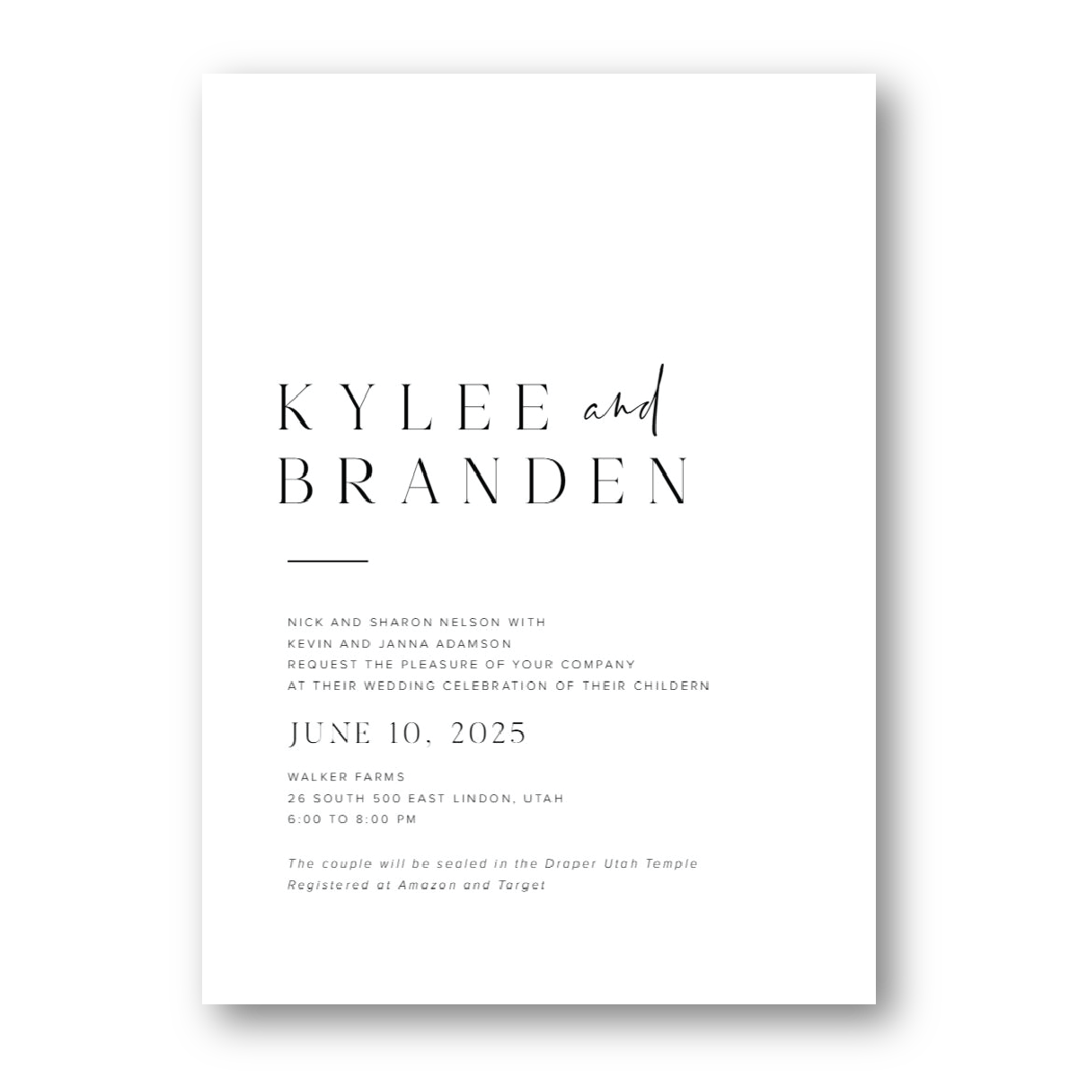 Modern and minimalist wedding invitations