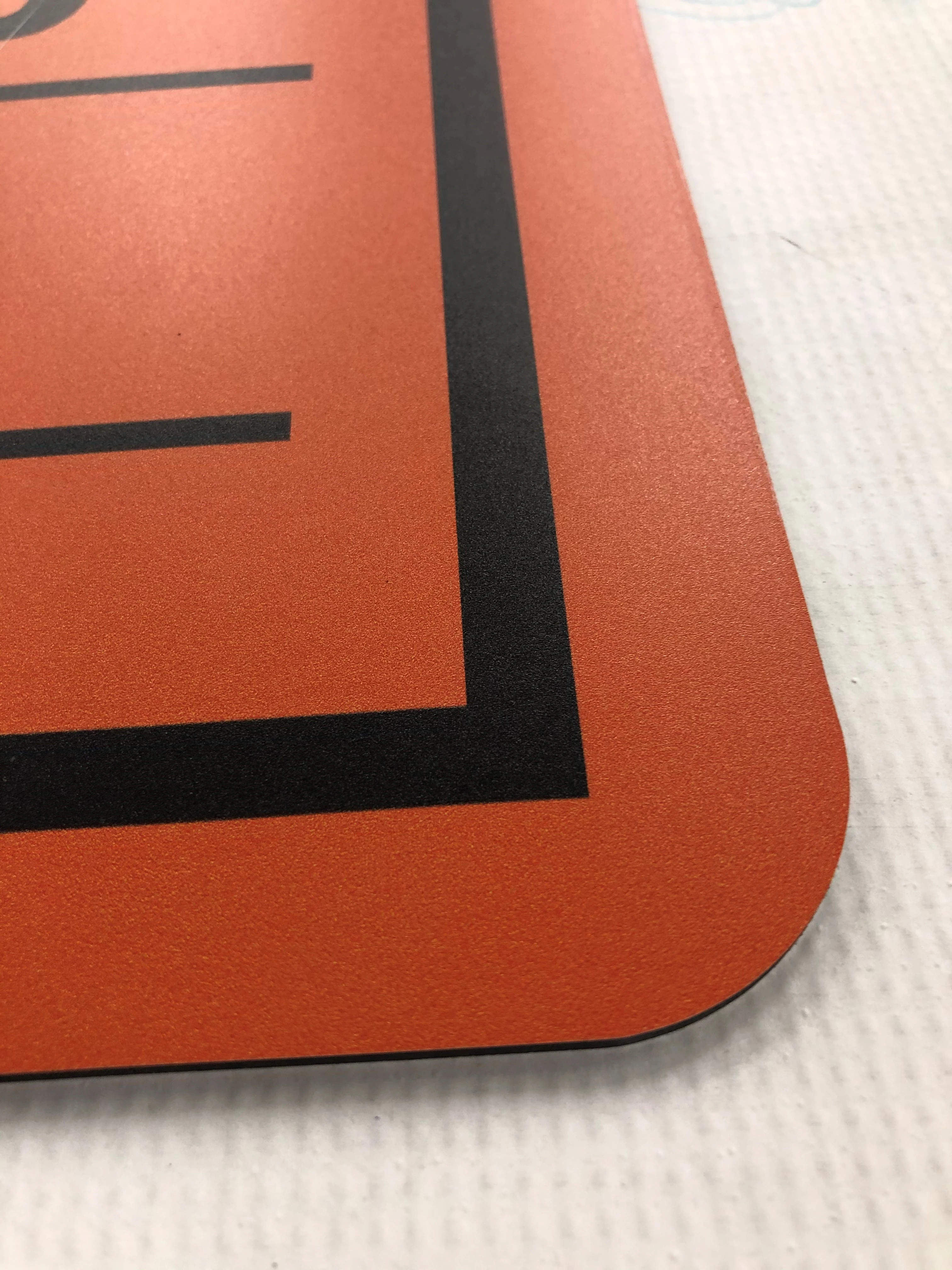 Close-up of a printed 3mm ACM sign panel corner
