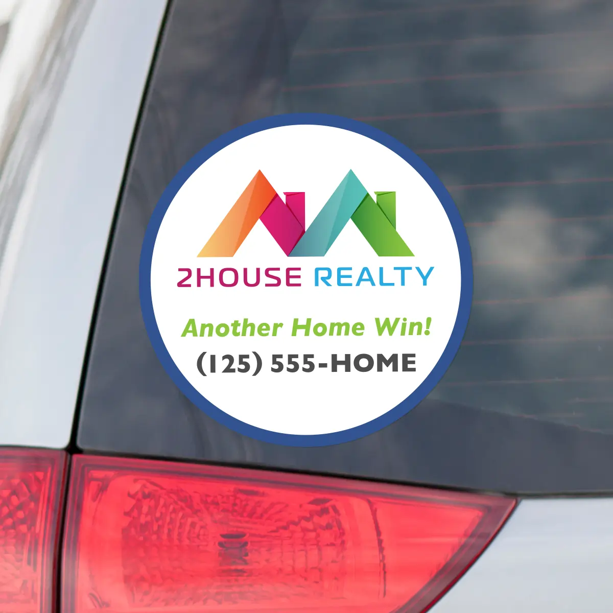 Circular window decal applied to a car rear window
