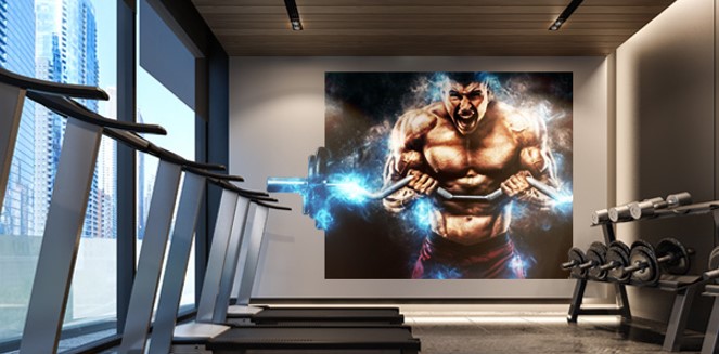 Gym wall graphic printed on repositionable vinyl