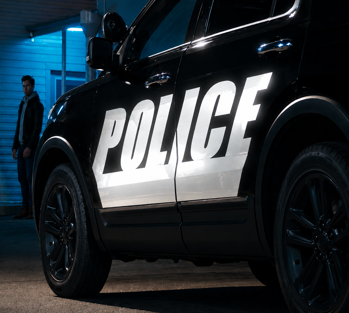 Reflective graphics on a police vehicle