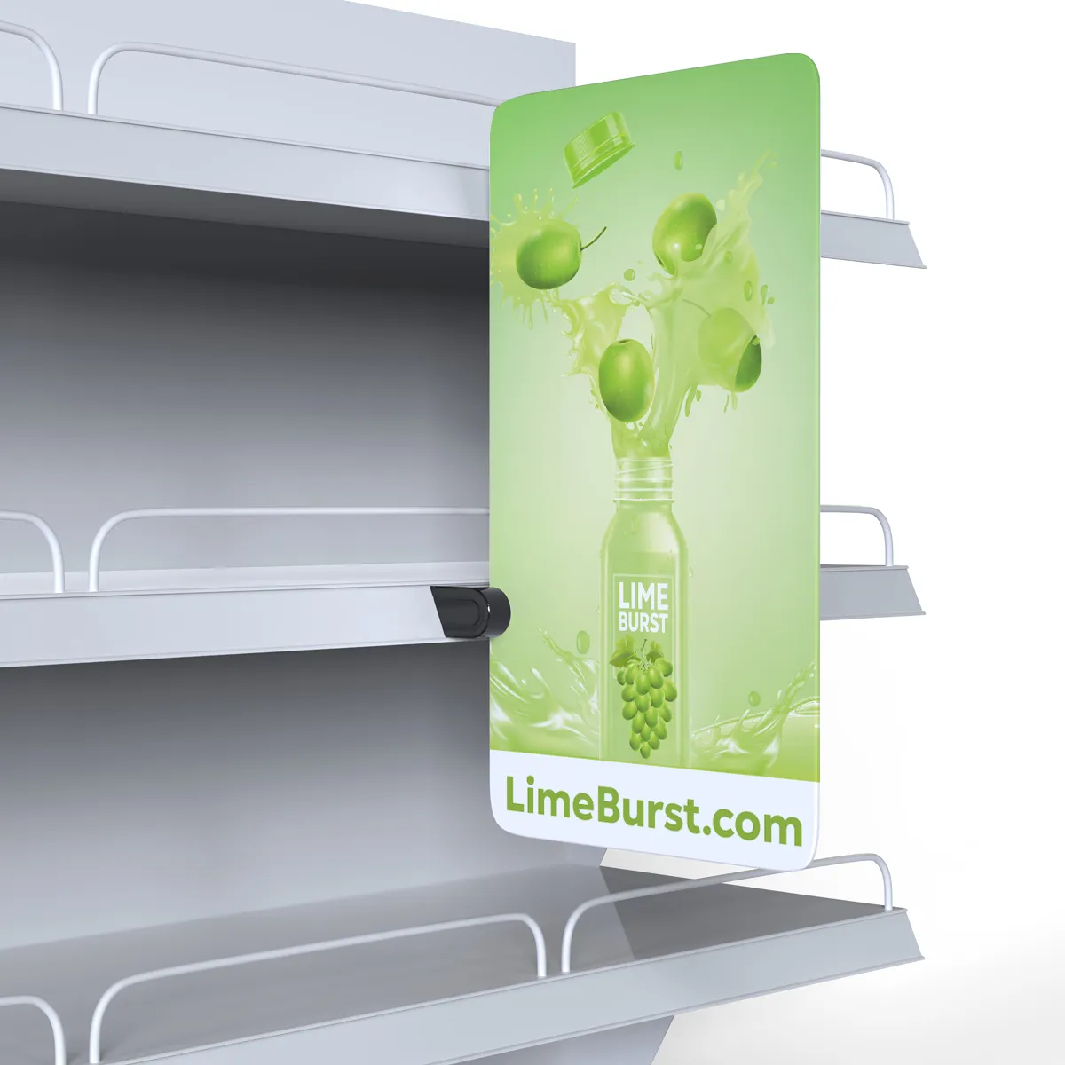 Styrene shelf display header graphic