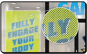 Perforated window film advertising graphic