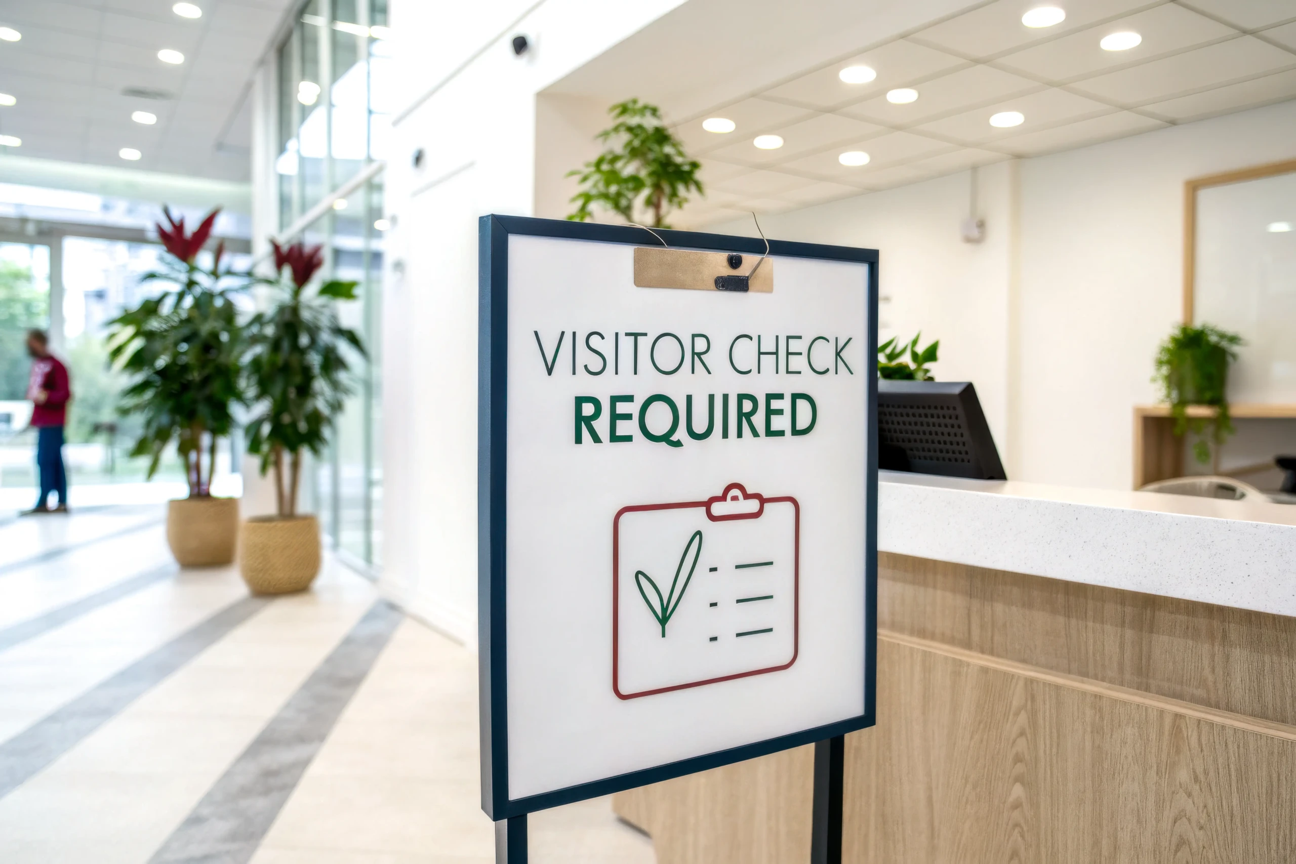Card stock poster in a lobby sign frame