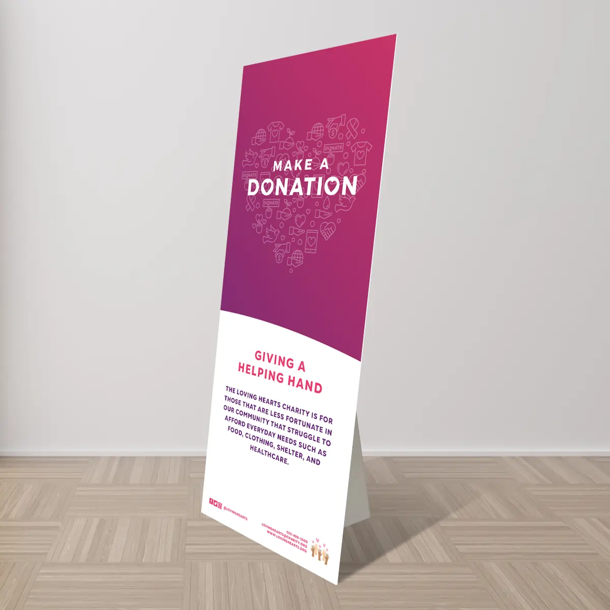 Freestanding easel-back floor sign