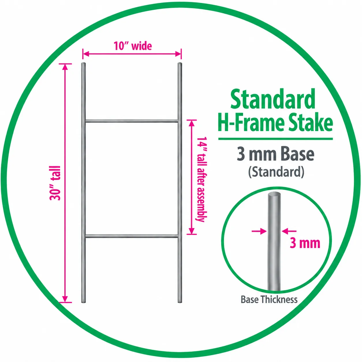 Stacked standard H-frame wire yard sign stakes